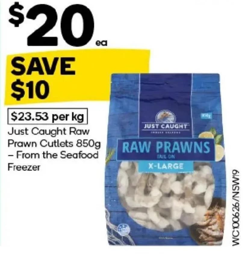 Just Caught Raw Prawn Cutlets 850g