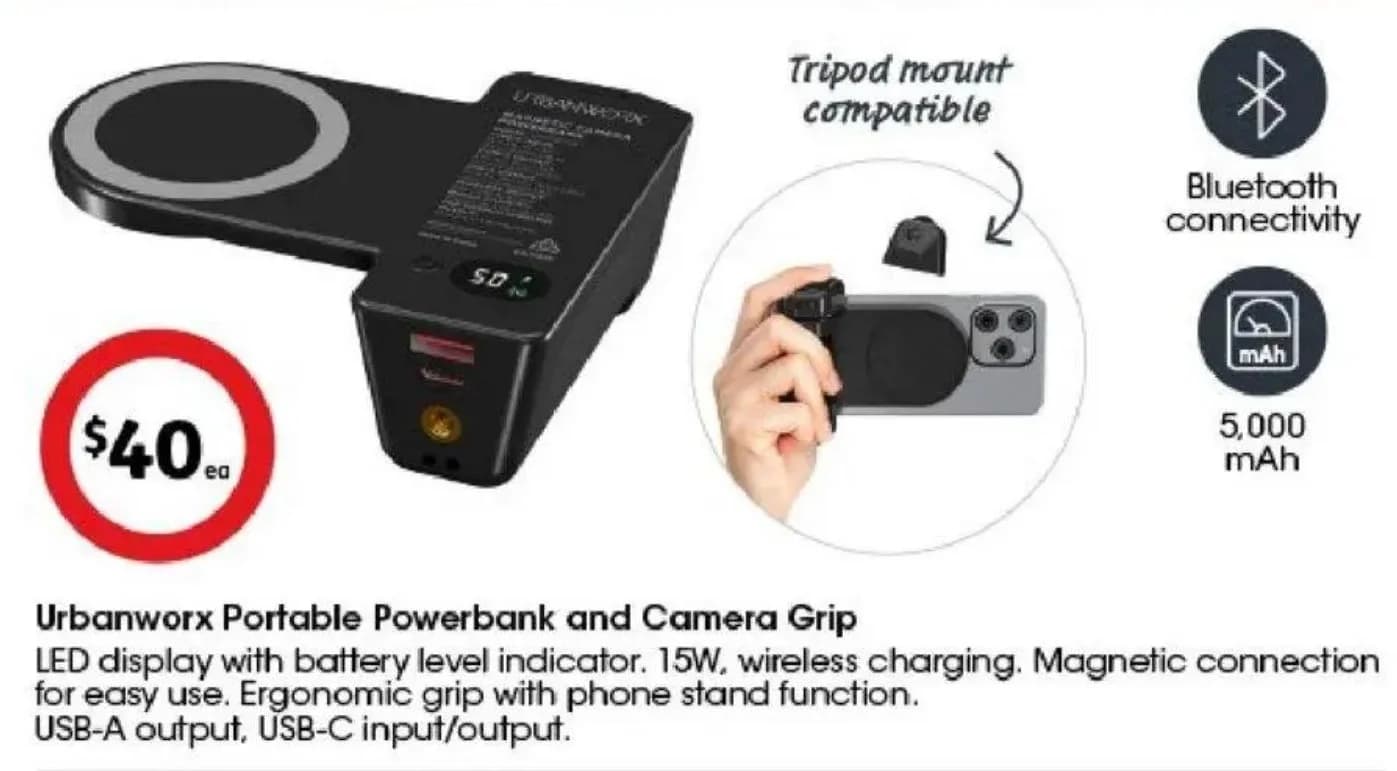 Urbanworx Portable Powerbank and Camera Grip