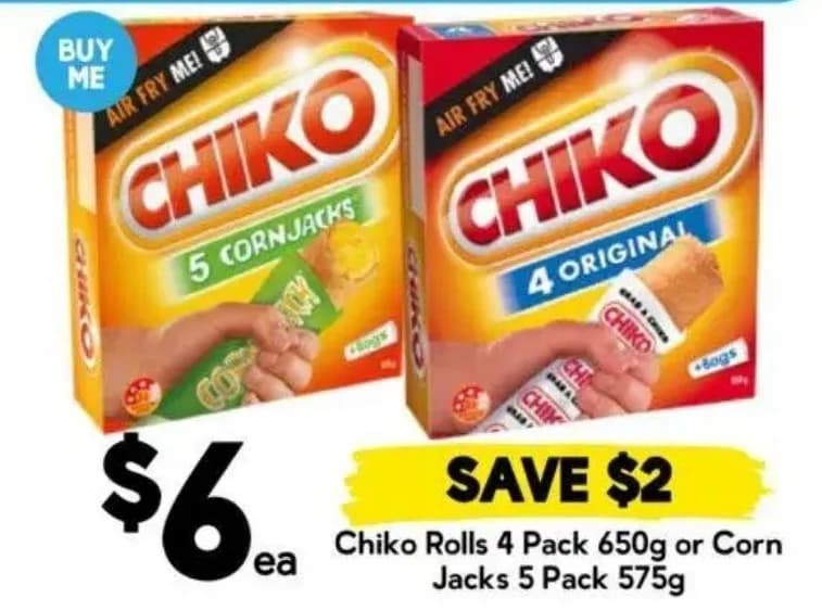 Chiko Rolls 4 Pack 650g or Corn Jacks 5 Pack 575g
